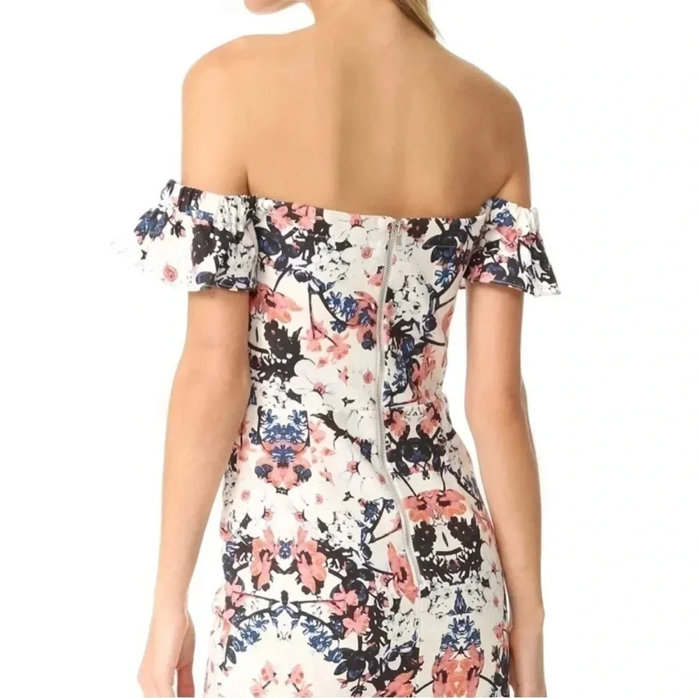 NWT Parker Savina Dress Off the shoulder Floral Mini Sz Large - Picture 3 of 12